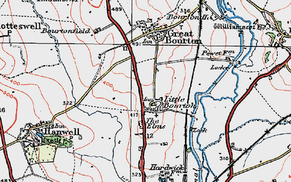 Old map of Little Bourton in 1919