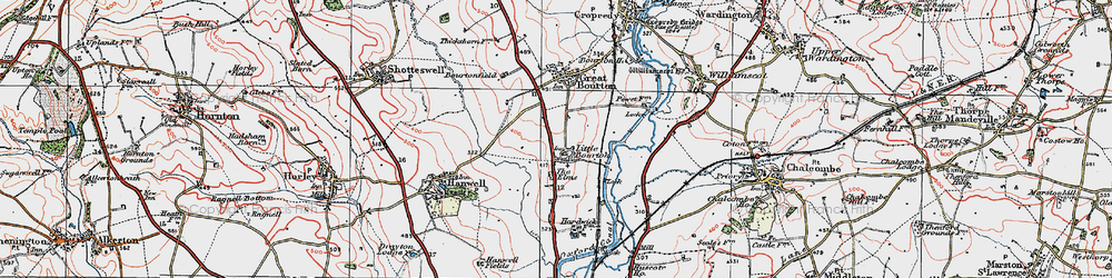 Old map of Little Bourton in 1919