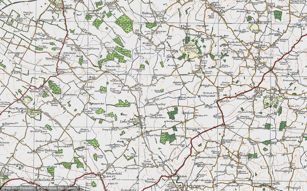 Old Map of Little Bradley, 1920 in 1920