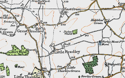 Old map of Little Bradley in 1920