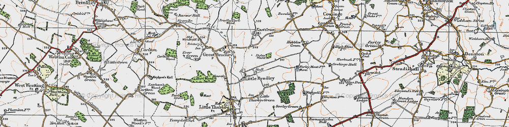 Old map of Little Bradley in 1920