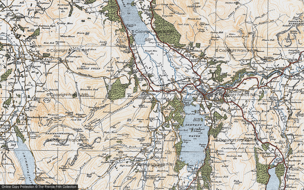 Old Map of Little Braithwaite, 1925 in 1925