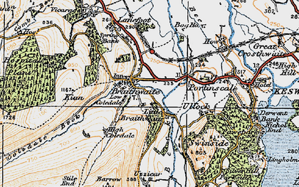 Old map of Little Braithwaite in 1925