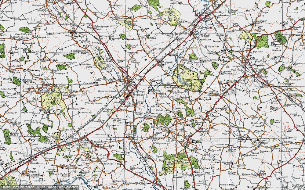 Old Map of Little Braxted, 1921 in 1921