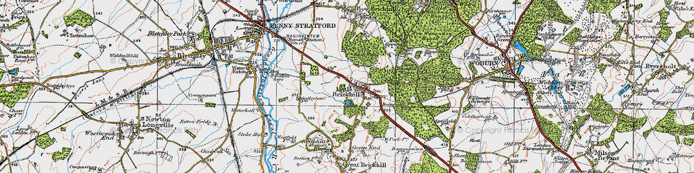 Old map of Little Brickhill in 1919