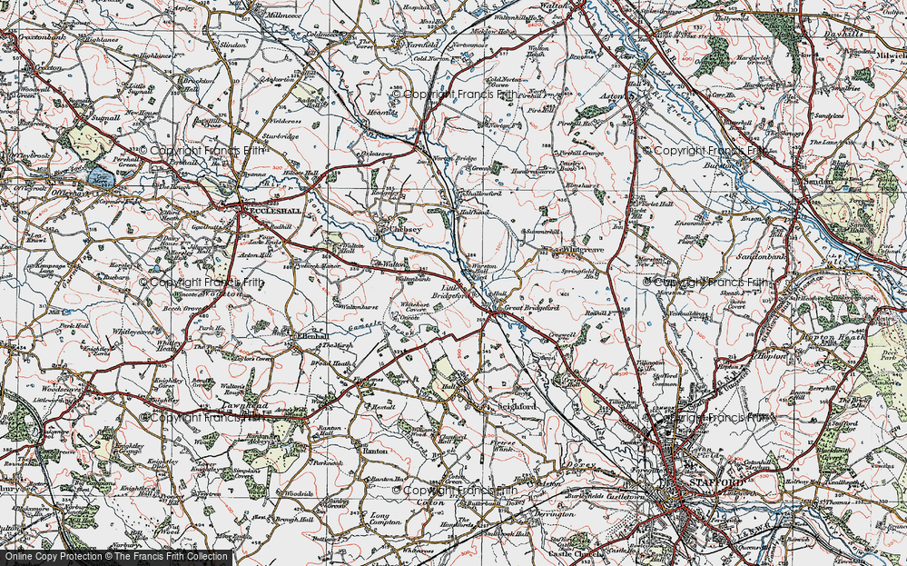 Old Map of Historic Map covering Worston Hall in 1921