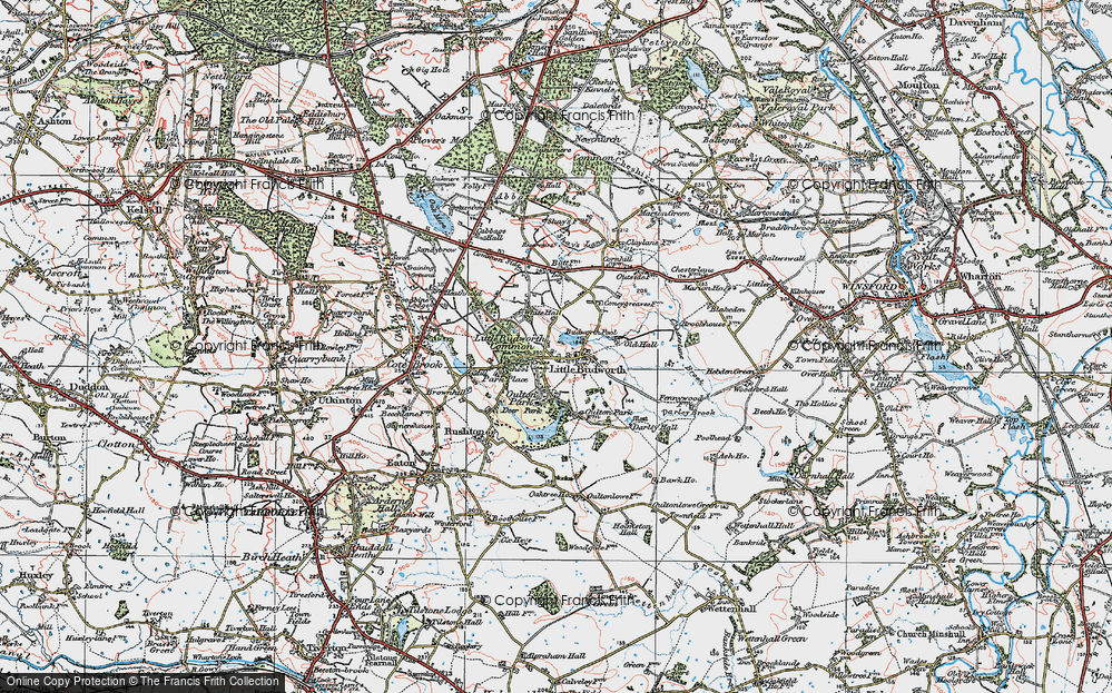 Old Map of Historic Map covering Budworth Pool in 1923