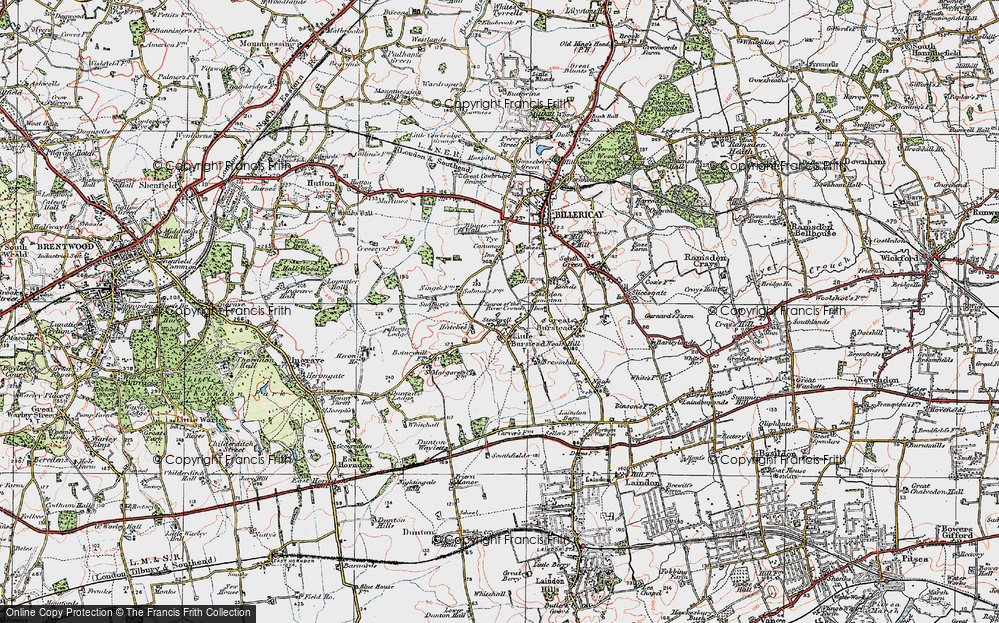 Old Map of Little Burstead, 1920 in 1920