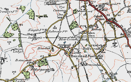 Old map of Little Burstead in 1920