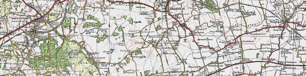 Old map of Little Burstead in 1920