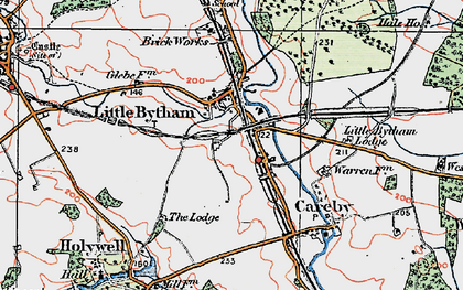 Old map of Little Bytham in 1922