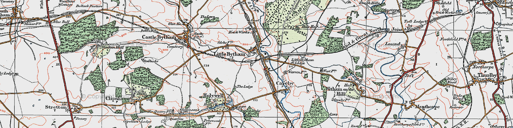 Old map of Little Bytham in 1922