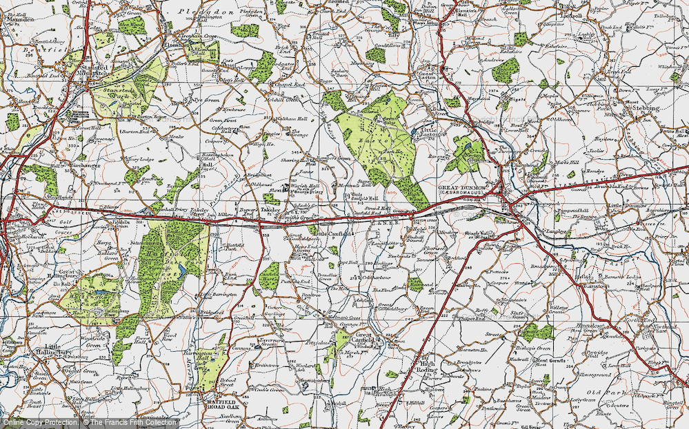 Old Map of Historic Map covering Langthorns in 1919