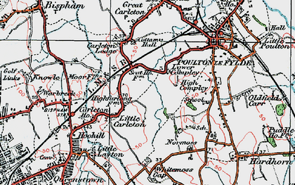 Old map of Little Carleton in 1924