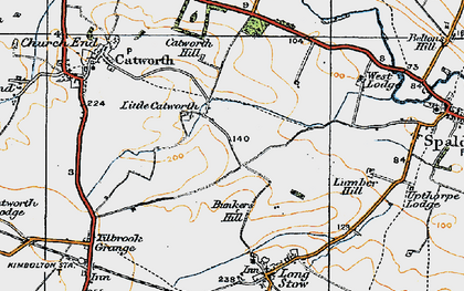 Old map of Little Catworth in 1919