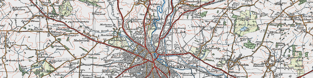 Old map of Little Chester in 1921