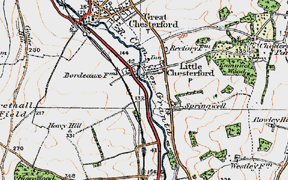 Old map of Little Chesterford in 1920