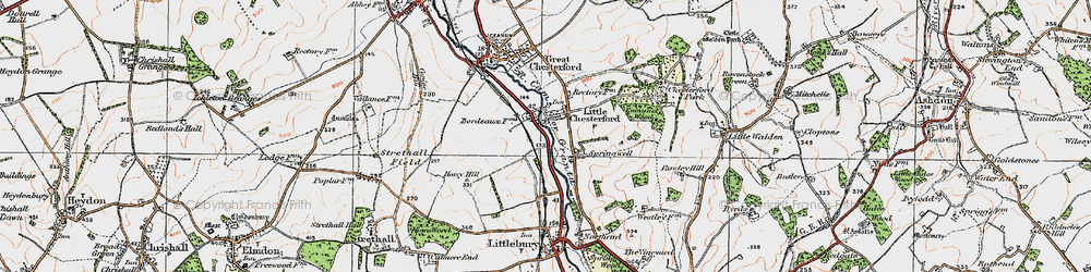 Old map of Little Chesterford in 1920