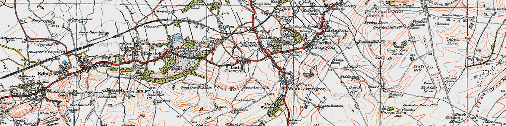 Old map of Little Cheverell in 1919