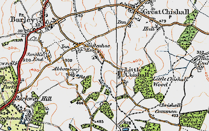 Old map of Little Chishill in 1920