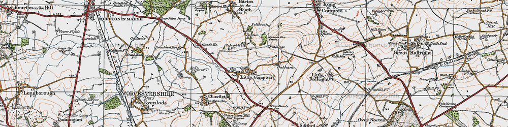 Old map of Little Compton in 1919