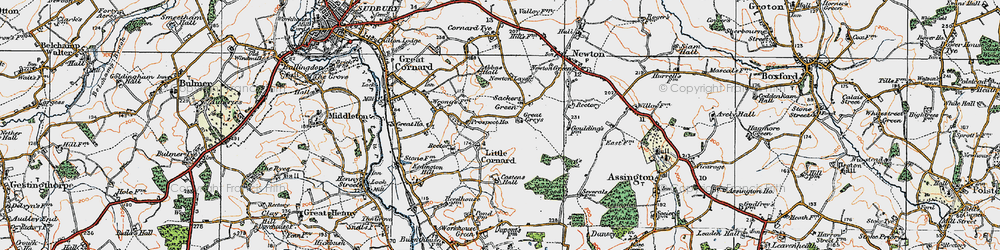 Old map of Little Cornard in 1921