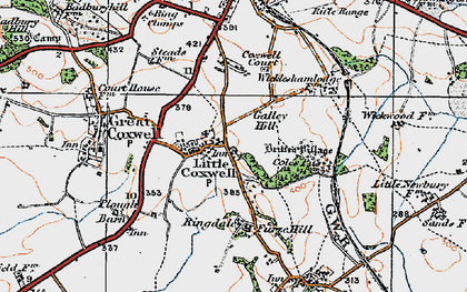 Old map of Little Coxwell in 1919