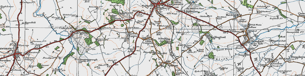 Old map of Little Coxwell in 1919