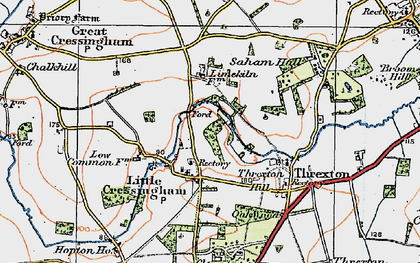 Old map of Little Cressingham in 1921