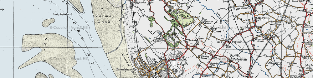 Old map of Little Crosby in 1923