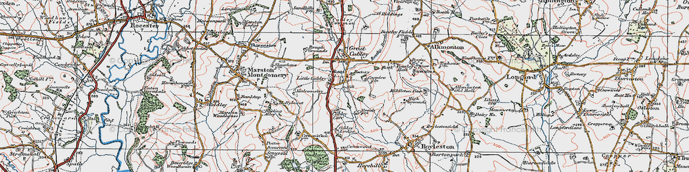 Old map of Little Cubley in 1921