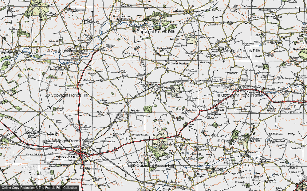 Old Map of Little Dunham, 1921 in 1921