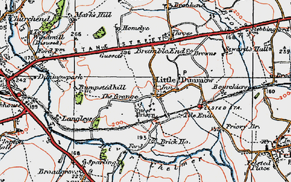 Old map of Little Dunmow in 1919
