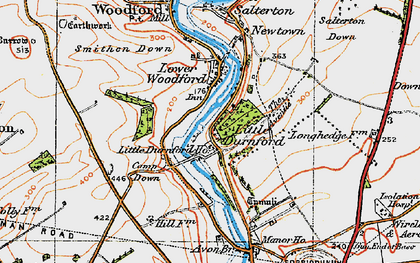 Old map of Little Durnford in 1919