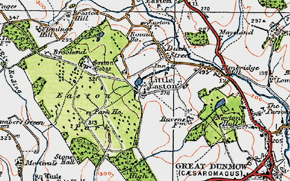 Old map of Little Easton in 1919