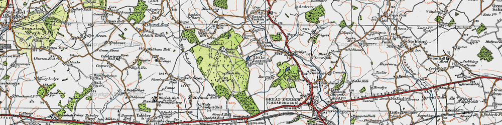 Old map of Little Easton in 1919