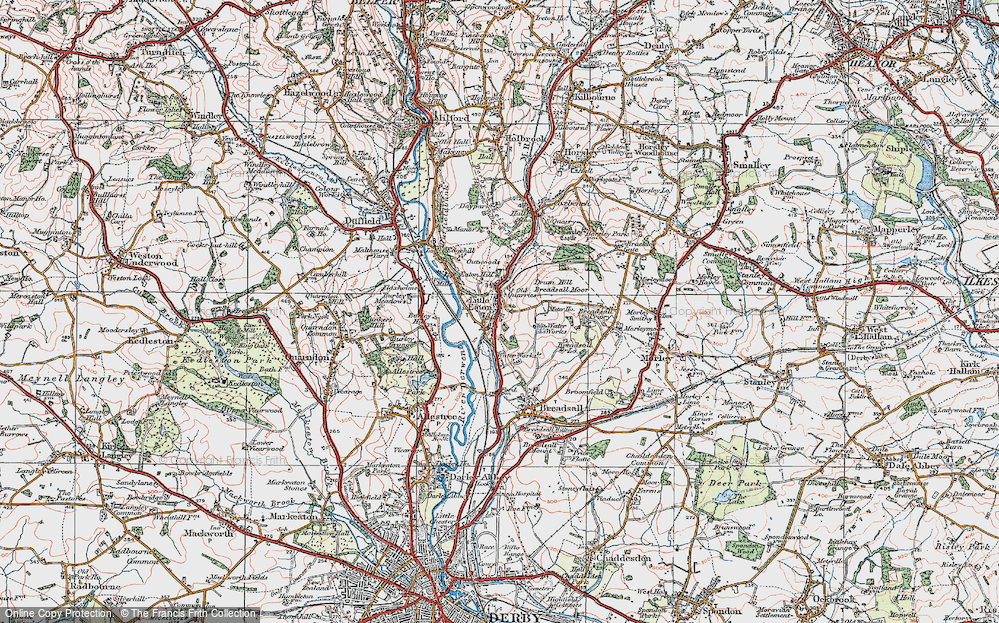 Old Map of Little Eaton, 1921 in 1921