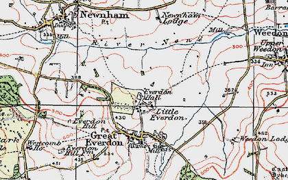 Old map of Everdon Hall in 1919