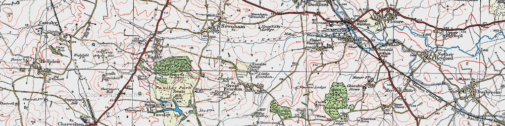 Old map of Everdon Hall in 1919