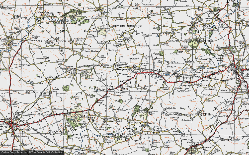 Old Map of Little Fransham, 1921 in 1921