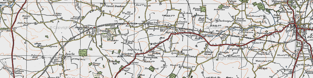 Old map of Little Fransham in 1921