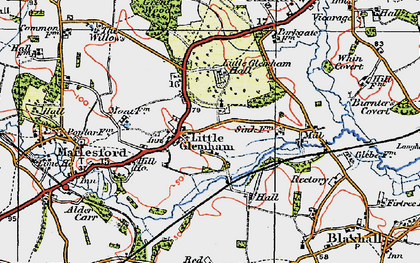 Old map of Little Glemham in 1921