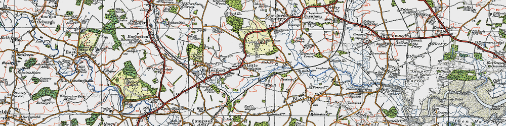 Old map of Little Glemham in 1921