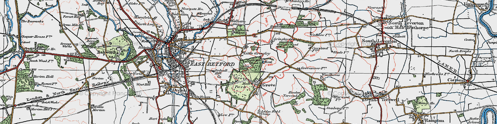 Old map of Little Gringley in 1923