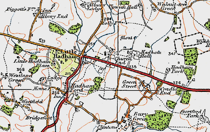 Old map of Little Hadham in 1919