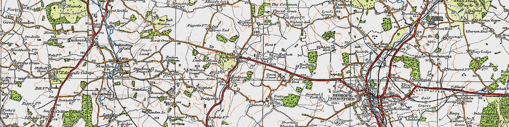 Old map of Little Hadham in 1919