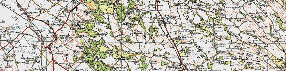 Old map of Little Hampden in 1919