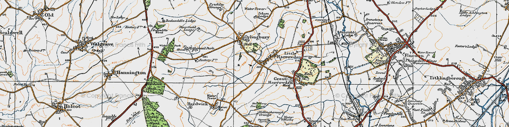 Old map of Little Harrowden in 1919