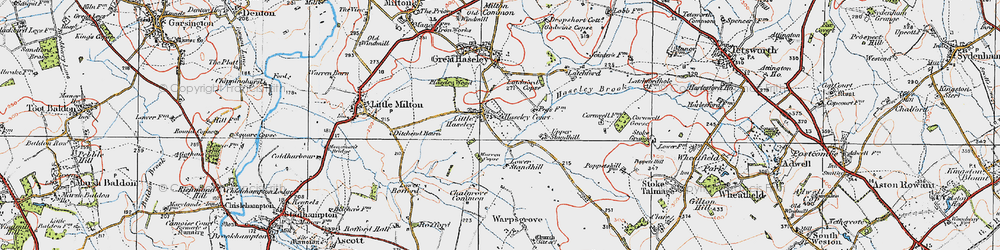 Old map of Little Haseley in 1919