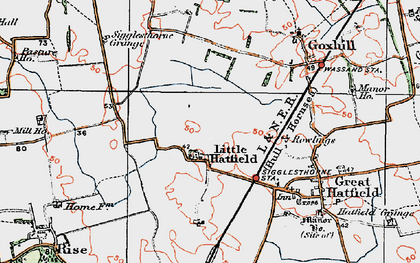 Old map of Little Hatfield in 1924